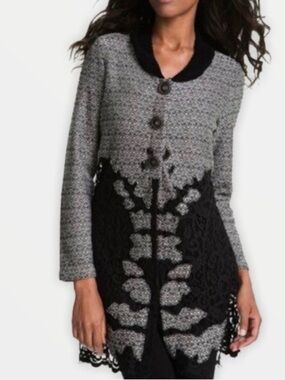 ZOZO Black Lace Overlay Knit Cardigan